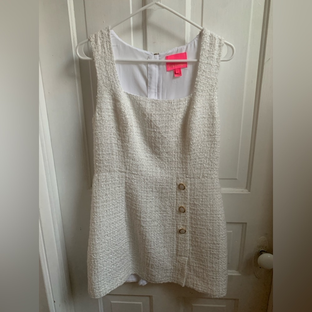 Lilly Pulitzer Kalinara White Tweed Skirted Romper/Mini Dress Size 8 Nantucket - Picture 2 of 8